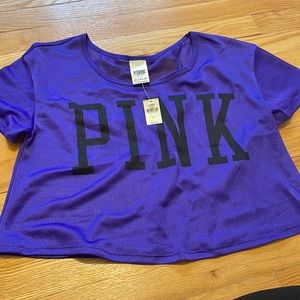 Pink brand mesh crop jersey.purple in color